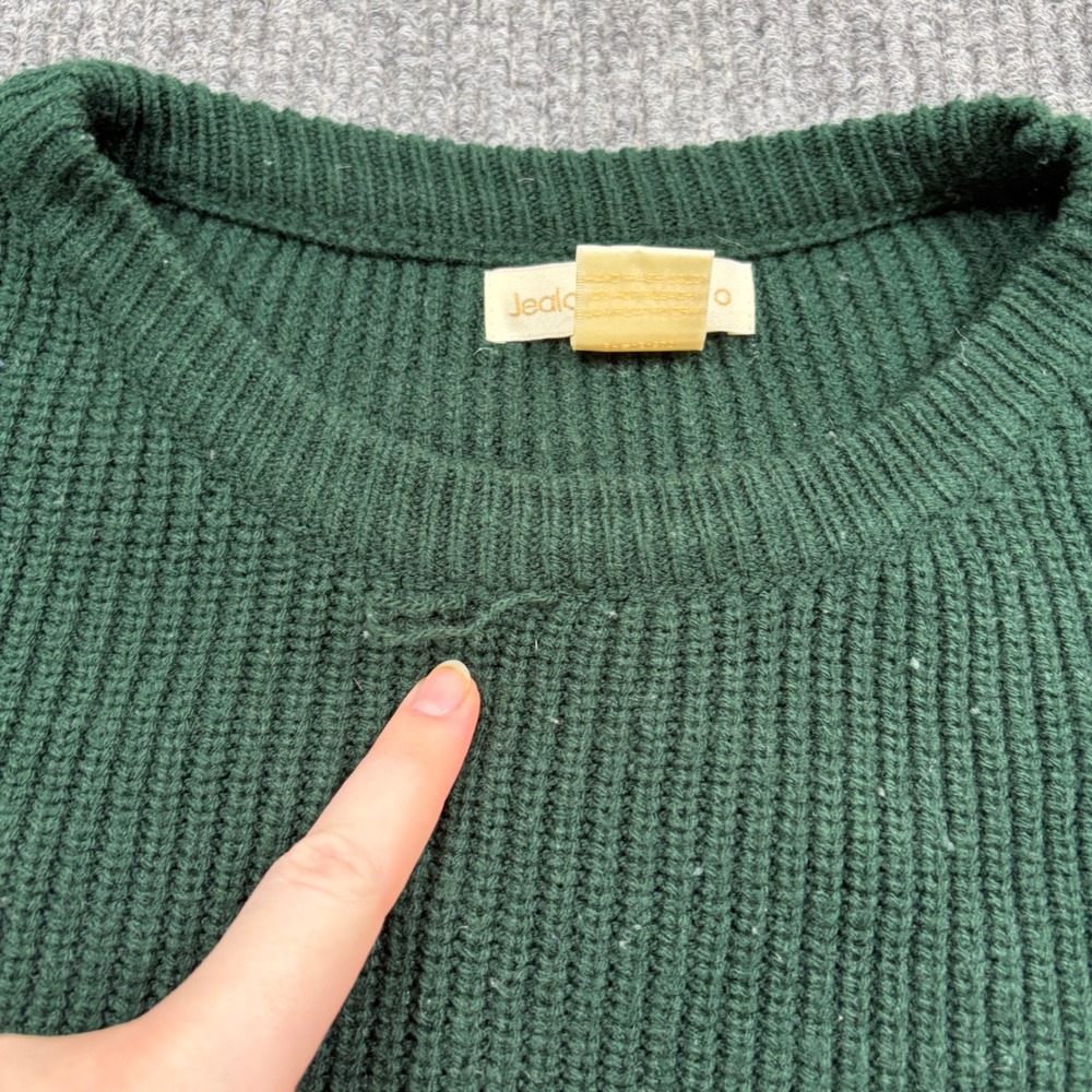 Jealous Tomato Sweater Womens M Forest Green Lace Up Sleeve Ribbed Knit